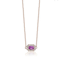 Charger l'image dans la galerie, PINK SAPPHIRE HALO DIAMOND NECKLACE (0.30CTW) 14K Gold