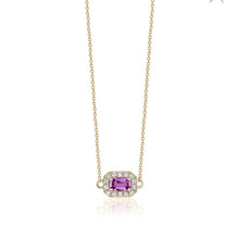 Charger l'image dans la galerie, PINK SAPPHIRE HALO DIAMOND NECKLACE (0.30CTW) 14K Gold