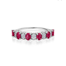 Load image into Gallery viewer, SIX RUBY AND PAVÉ DIAMOND RING (1.14ctw) 14K Gold