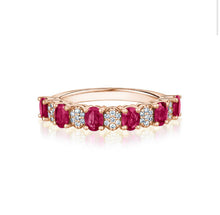 Load image into Gallery viewer, SIX RUBY AND PAVÉ DIAMOND RING (1.14ctw) 14K Gold