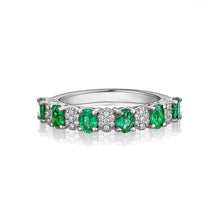 Load image into Gallery viewer, SIX EMERALD AND PAVÉ DIAMOND RING (0.94ctw) 14K Gold