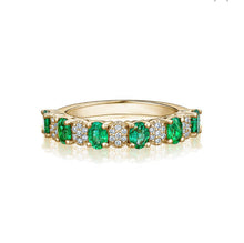 Load image into Gallery viewer, SIX EMERALD AND PAVÉ DIAMOND RING (0.94ctw) 14K Gold