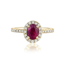 Load image into Gallery viewer, OVAL CUT RED RUBY HALO RING