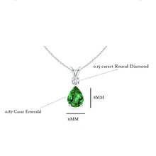 Charger l'image dans la galerie, Emerald Pear shaped Pendant And  Diamond (0.15ctw.)