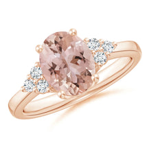 Load image into Gallery viewer, Solitaire Oval Morganite Ring with Diamonds (0.18ctw.)