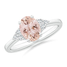 Load image into Gallery viewer, Solitaire Oval Morganite Ring with Diamonds (0.18ctw.)