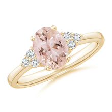 Load image into Gallery viewer, Solitaire Oval Morganite Ring with Diamonds (0.18ctw.)