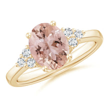 Load image into Gallery viewer, Solitaire Oval Morganite Ring with Diamonds (0.18ctw.)