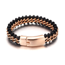 Load image into Gallery viewer, Fancy Stainless steel& Leather Bracelet