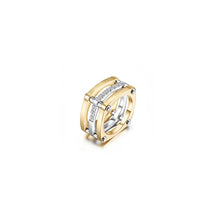 Load image into Gallery viewer, GOLD COCKTAIL PARALLELED BAR RING WITH CZ