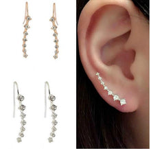 Load image into Gallery viewer, 925 Sterling Silver Crawler Earrings Rhodium Women AAA Grade CZ Clear