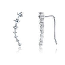 Load image into Gallery viewer, 925 Sterling Silver Crawler Earrings Rhodium Women AAA Grade CZ Clear