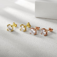 Load image into Gallery viewer, BASKET-SET ROUND CZ STUD EARRINGS