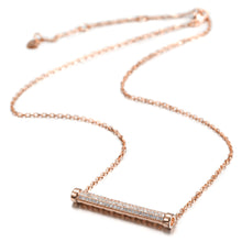 Load image into Gallery viewer, 925 Sterling Silver Necklace Pave Rhodium Women AAA Grade CZ Rose