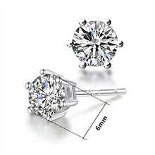 Load image into Gallery viewer, Silver Studs 6 mm (6 prongs) Made with Crystals From SWAROVSKI(R)-Sapphire