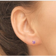 Load image into Gallery viewer, Silver Studs 6mm Made with Crystals From SWAROVSKI(R) Crystal Rose