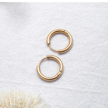 Load image into Gallery viewer, Fancy Stainless steel Hoops Gold color Earrings