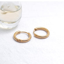Load image into Gallery viewer, Fancy Stainless steel Hoops Gold color Earrings
