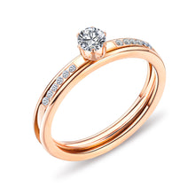 Load image into Gallery viewer, Stainless Steel Gold Plated SOLITAIRE RING WITH CZ