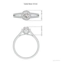 Load image into Gallery viewer, Round Diamond Halo Engagement Ring (Split)