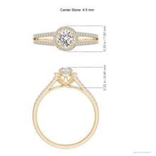 Load image into Gallery viewer, Round Diamond Halo Engagement Ring (Splite)