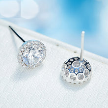 Load image into Gallery viewer, 925 Sterling Silver HALO studs Round Earrings Made with AAA-Zirconium