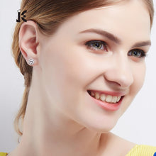 Load image into Gallery viewer, 925 Sterling Silver HALO studs Round Earrings Made with AAA-Zirconium