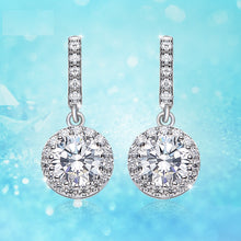 Charger l'image dans la galerie, 925 Sterling Silver HALO Round Earrings Made with AAA-Zirconium