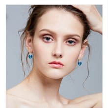 Charger l'image dans la galerie, Silver 925 Drop Heart Earrings Made with Blue Sapphire Crystals From SWAROVSKI(R)
