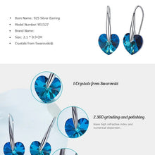 Load image into Gallery viewer, Silver 925 Drop Heart Earrings Made with Amethyst Crystals From SWAROVSKI(R)