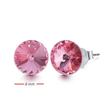 Load image into Gallery viewer, 925 Sterling Silver 6mm studs Round Earrings Made with AAA-Zirconium-Rose