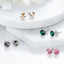 Load image into Gallery viewer, 925 Sterling Silver 6mm studs Round Earrings Made with AAA-Zirconium-Rose