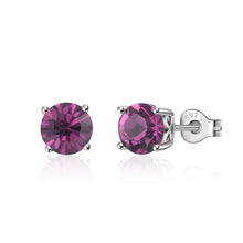 Load image into Gallery viewer, Silver Studs 6 mm Made with Crystals From SWAROVSKI(R)-Amethyst