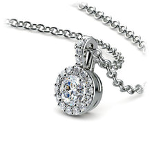 Charger l'image dans la galerie, Halo White Gold Diamond Solitaire Pendant 14K Gold