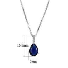 Load image into Gallery viewer, 925 Sterling Silver Chain Sapphire Pear Pendant Rhodium Women AAA Grade CZ Clear