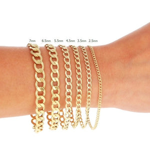 10K Gold 9.5mm Flat Curb Bracelet