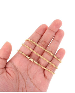 10K Gold 2.5mm Diamond Cut Rope Bracelet