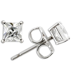 Silver Studs 925 Sterling Earrings Rhodium Women AAA Grade CZ Clear (5mm)