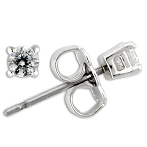 Silver Studs 925 Sterling Earrings Rhodium Women AAA Grade CZ Clear (3mm)