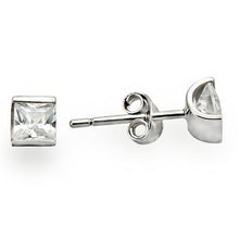 Load image into Gallery viewer, Silver Studs 925 Sterling Earrings Rhodium Women AAA Grade CZ Clear Square (5mm)
