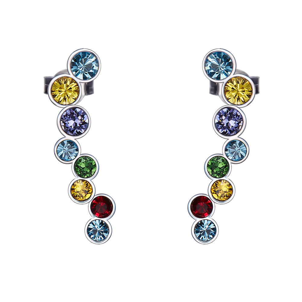 925 Sterling Silver Multi colors Earrings Made with Crystal From Swarovski(R)