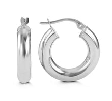 Charger l&#39;image dans la galerie, 10K YELLOW/WHITE/ROSE GOLD CLASSIC SHINY POLISHED ROUND HOOP EARRINGS, 4mm TUBE Size 10mm
