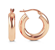 Charger l&#39;image dans la galerie, 10K YELLOW/WHITE/ROSE GOLD CLASSIC SHINY POLISHED ROUND HOOP EARRINGS, 4mm TUBE Size 10mm
