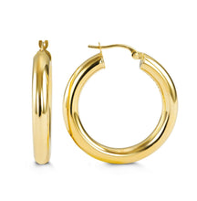 Charger l&#39;image dans la galerie, 10K YELLOW/WHITE/ROSE GOLD CLASSIC SHINY POLISHED ROUND HOOP EARRINGS, 3mm TUBE Size 20mm

