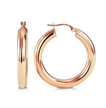 Charger l&#39;image dans la galerie, 10K YELLOW/WHITE/ROSE GOLD CLASSIC SHINY POLISHED ROUND HOOP EARRINGS, 3mm TUBE Size 20mm
