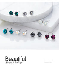 Load image into Gallery viewer, Silver Studs 6 mm Made with Crystals From SWAROVSKI(R) Crystal

