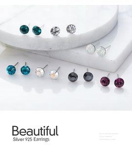 Silver Studs 6 mm Made with Crystals From SWAROVSKI(R) Crystal