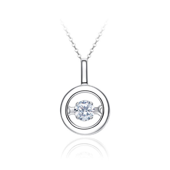 925 Sterling Silver Circle Pendant Made with AAA-Cubic Zirconium Grade.