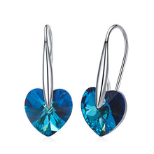 Load image into Gallery viewer, Silver 925 Drop Heart Earrings Made with Blue Sapphire Crystals From SWAROVSKI(R)
