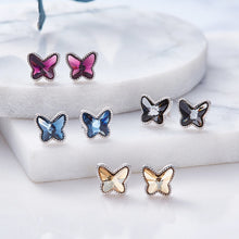 Load image into Gallery viewer, Silver 925 Butterfly Earrings Made with Sapphire Crystals From SWAROVSKI(R)
